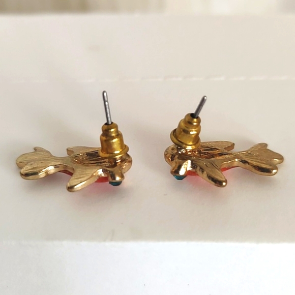 Betsy Johnson Goldfish Stud Earrings w/Rhinestone Accents - Picture 3 of 8